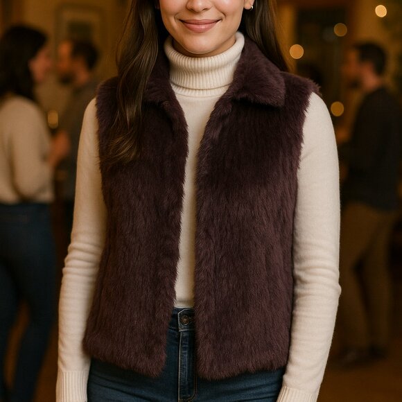 bagatelle Other - Bagatelle Purple Rabbit Fur Vest Women’s with Hook Closure